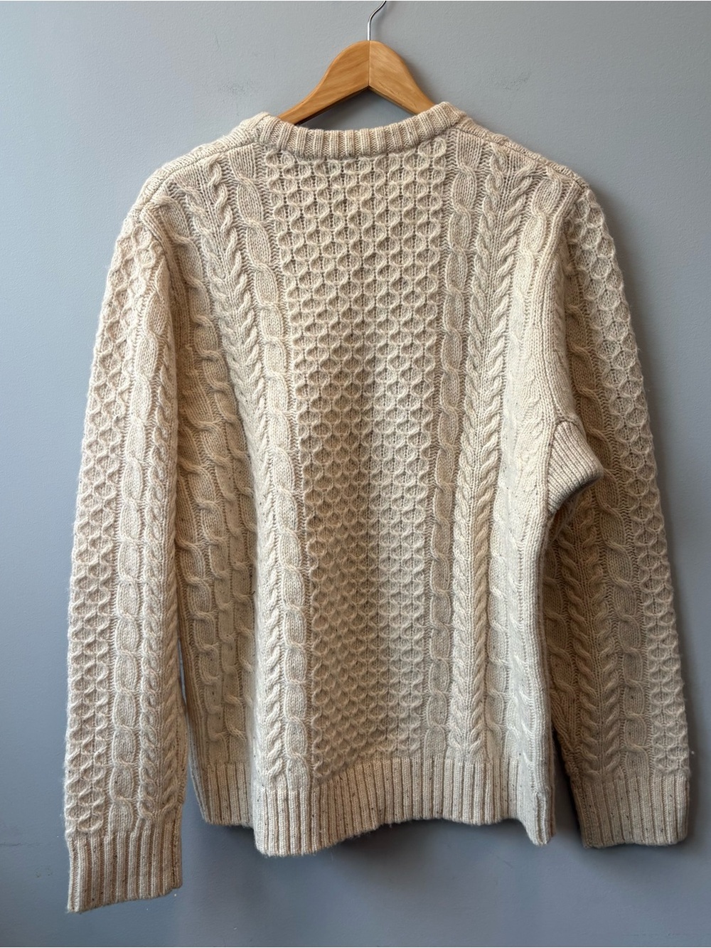 Duluth 100% Shetland Wool Fisherman Cable Knit Sweater Large - Picture 2 of 11
